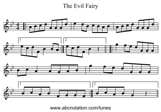 The Evil Fairy - staff notation