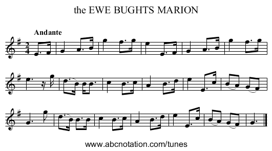 the EWE BUGHTS MARION - staff notation