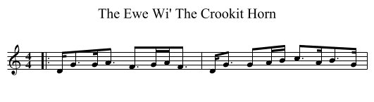 The Ewe Wi' The Crookit Horn - staff notation