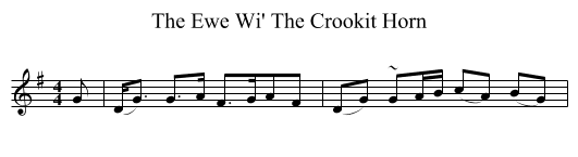 The Ewe Wi' The Crookit Horn - staff notation