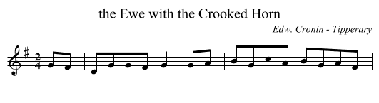 the Ewe with the Crooked Horn - staff notation