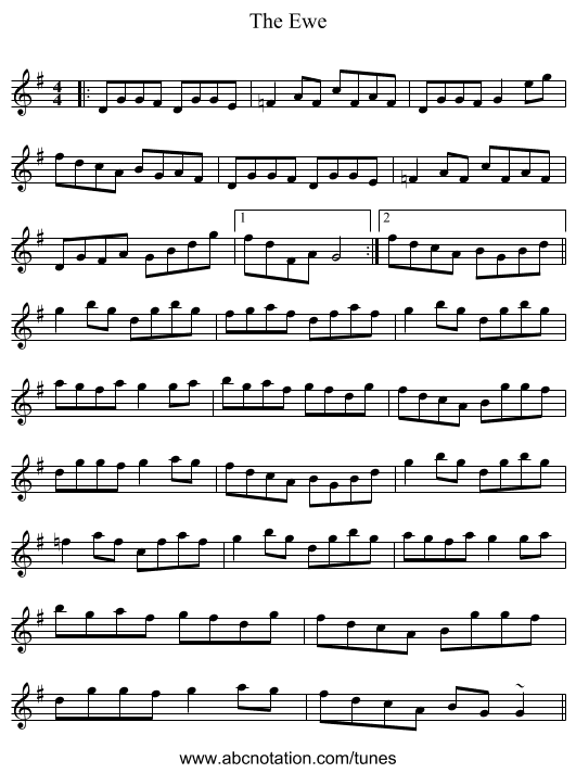 The Ewe - staff notation