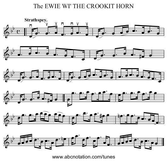 The EWIE WI' THE CROOKIT HORN - staff notation