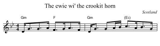 The ewie wi' the crookit horn - staff notation