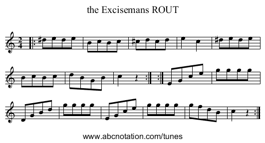 the Excisemans ROUT - staff notation