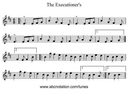 The Executioner's - staff notation