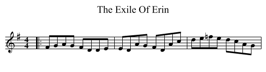 The Exile Of Erin - staff notation