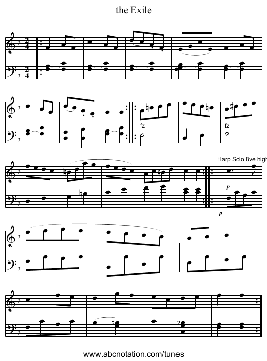 the Exile - staff notation