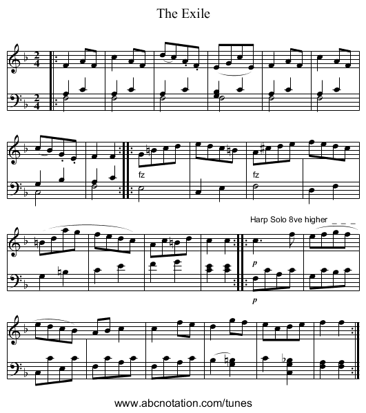 The Exile - staff notation