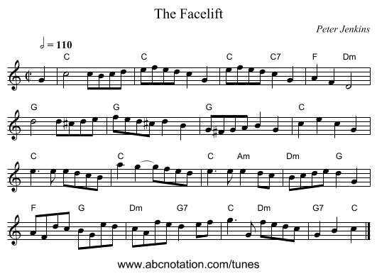 The Facelift - staff notation