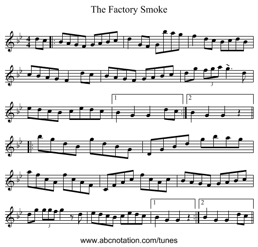 The Factory Smoke - staff notation