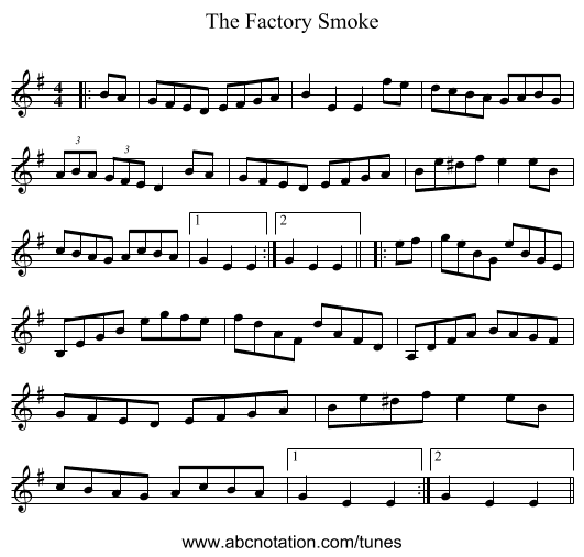 The Factory Smoke - staff notation
