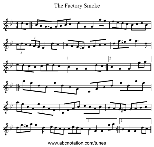 The Factory Smoke - staff notation