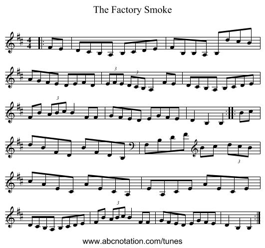 The Factory Smoke - staff notation