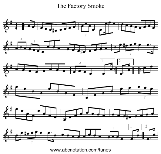 The Factory Smoke - staff notation