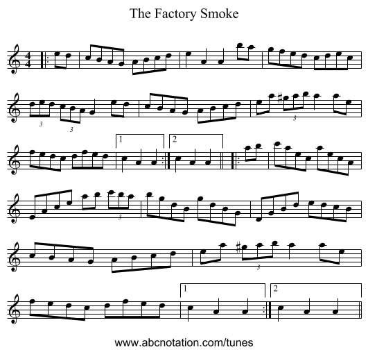 The Factory Smoke - staff notation