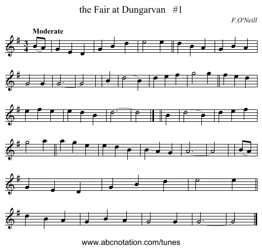the Fair at Dungarvan #1 - staff notation
