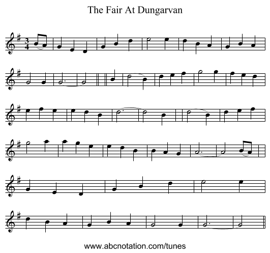 The Fair At Dungarvan - staff notation