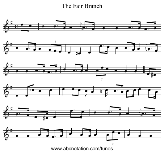 The Fair Branch - staff notation
