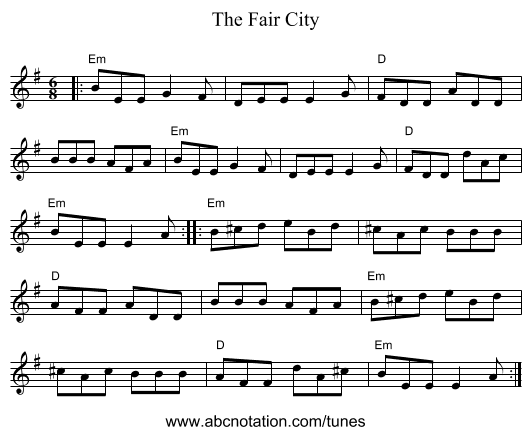 The Fair City - staff notation