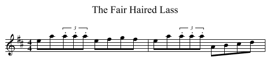 The Fair Haired Lass - staff notation