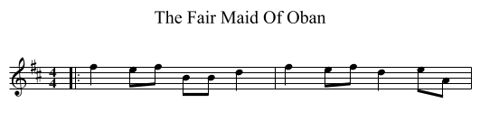 The Fair Maid Of Oban - staff notation