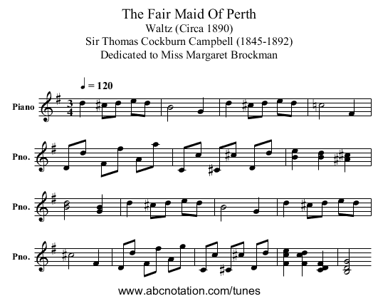 The Fair Maid Of Perth - staff notation