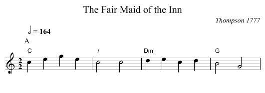 The Fair Maid of the Inn - staff notation