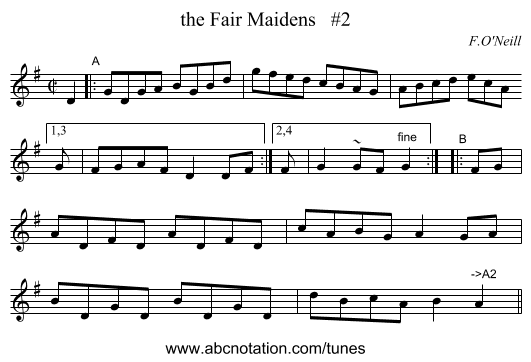 the Fair Maidens   #2 - staff notation