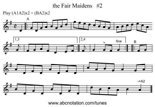 the Fair Maidens   #2 - staff notation