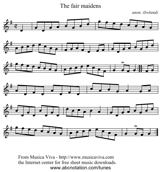 The fair maidens - staff notation