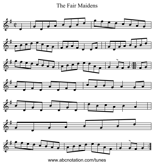 The Fair Maidens - staff notation