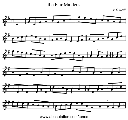 the Fair Maidens - staff notation