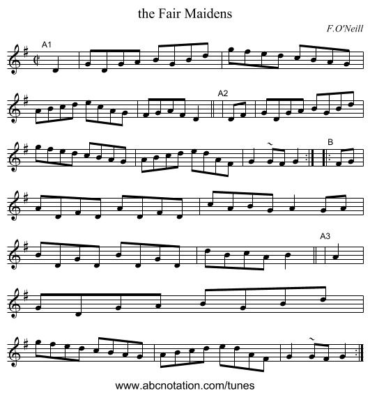 the Fair Maidens - staff notation