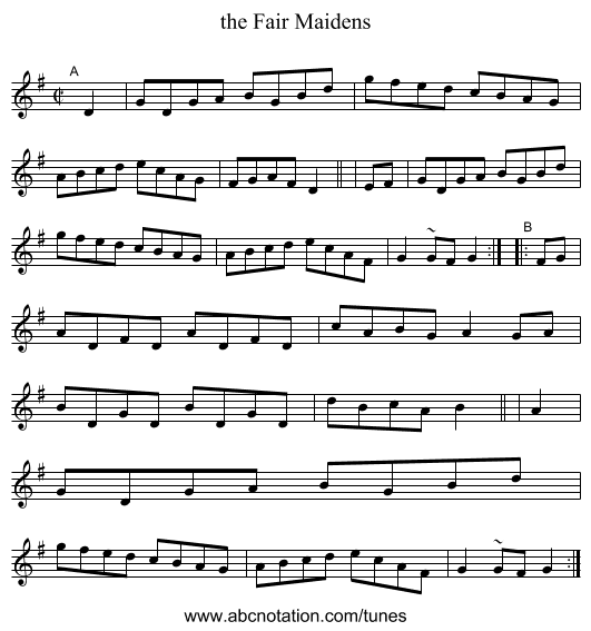 the Fair Maidens - staff notation