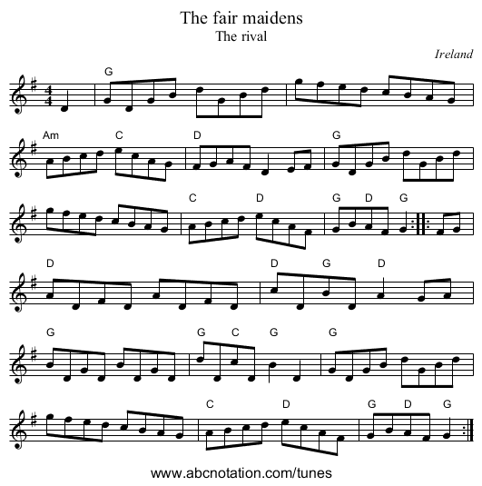 The fair maidens - staff notation