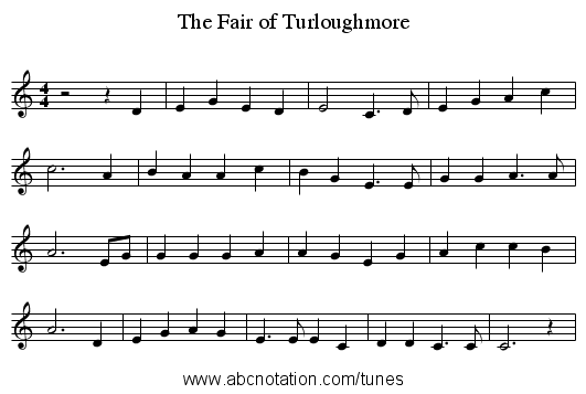 The Fair of Turloughmore - staff notation