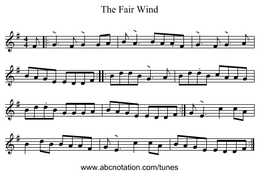 The Fair Wind - staff notation