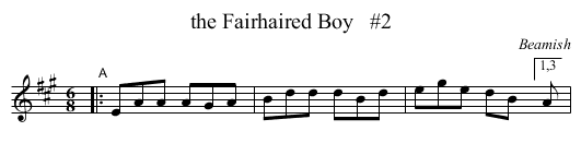 the Fairhaired Boy   #2 - staff notation