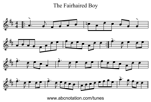 The Fairhaired Boy - staff notation