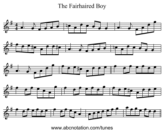The Fairhaired Boy - staff notation