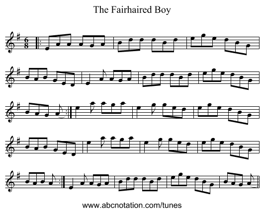 The Fairhaired Boy - staff notation