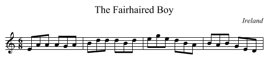 The Fairhaired Boy - staff notation