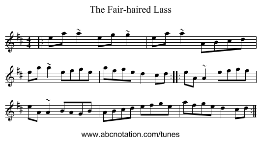 The Fair-haired Lass - staff notation