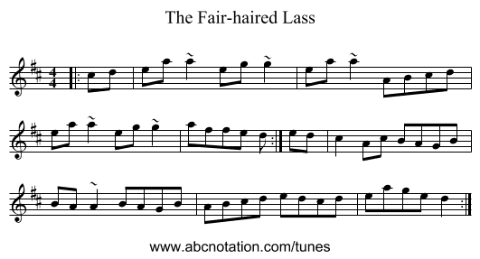 The Fair-haired Lass - staff notation