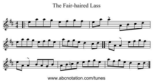 The Fair-haired Lass - staff notation