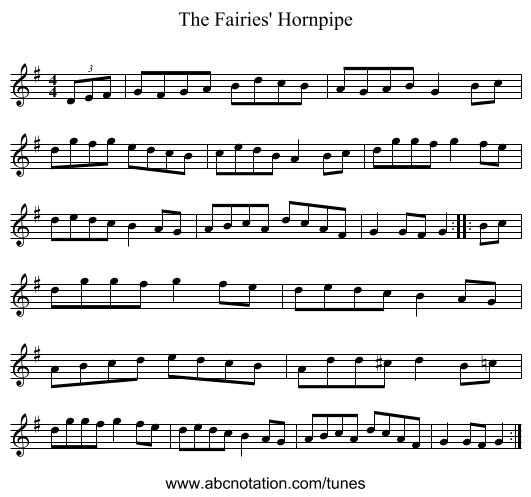The Fairies' Hornpipe - staff notation