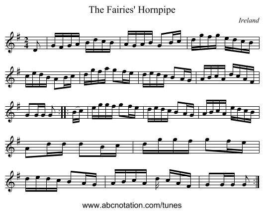 The Fairies' Hornpipe - staff notation