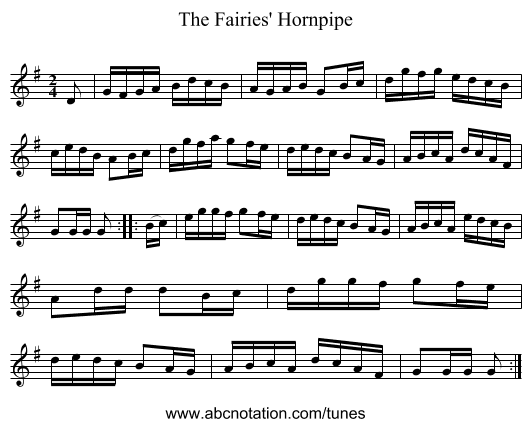 The Fairies' Hornpipe - staff notation