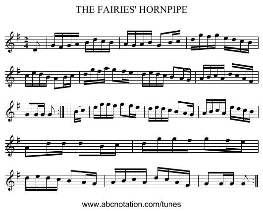 THE FAIRIES' HORNPIPE - staff notation